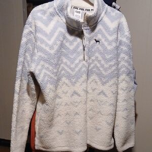Victoria's Secret PINK Fleece Pullover - White and Blue